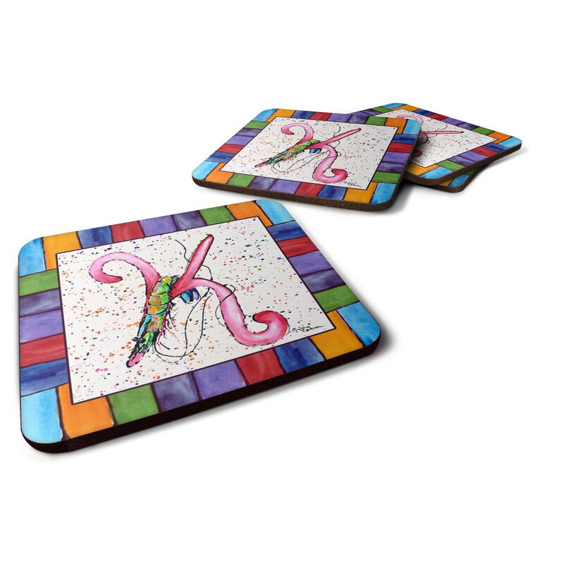 Caroline's Treasures 8434-KFC Beach and Seafood Foam Coasters (Set of 4), 3.5 H x 3.5 W, Multicolor