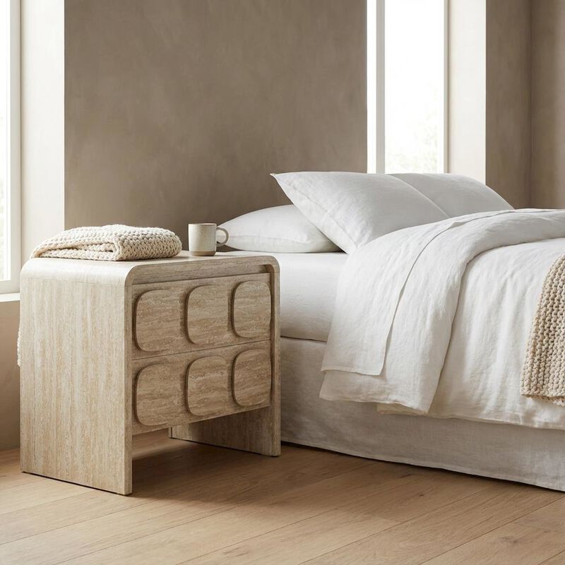 Gray Wood Nightstand with 2 Drawers and Modern Design image number 2