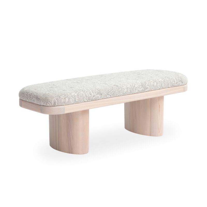 Ollie 48" Neutral Floral Jacquard Bench image number 2