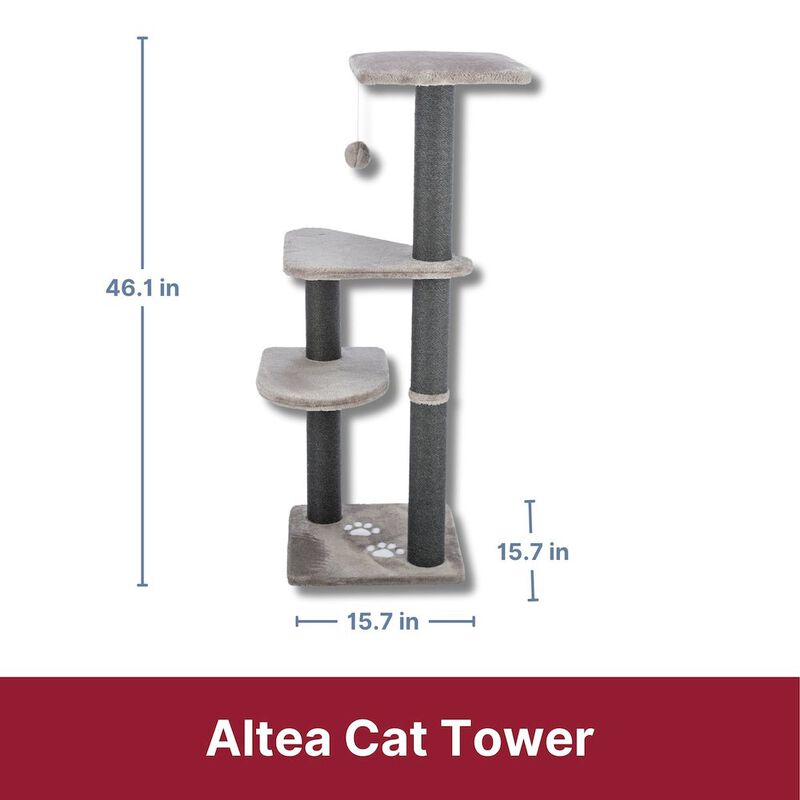 TRIXIE Altea Plush 3-Level Cat Tree with Sisal Scratching Posts & Cat Toy image number 3