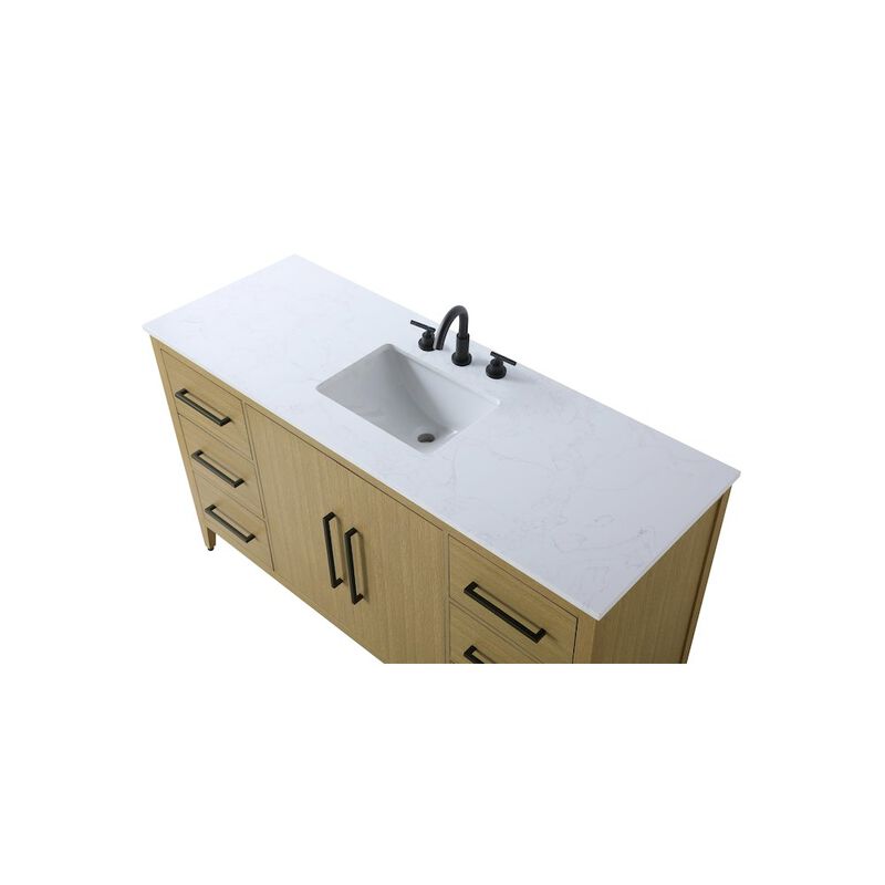 Elegant Kitchen and Bath 60 Inch Single Bathroom Vanity In Honey Brown