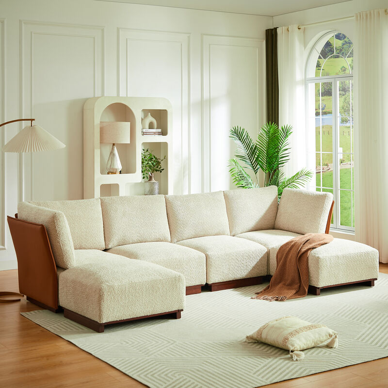 Snoxdo U Shaped Boucle Sectional Sofa image number 2