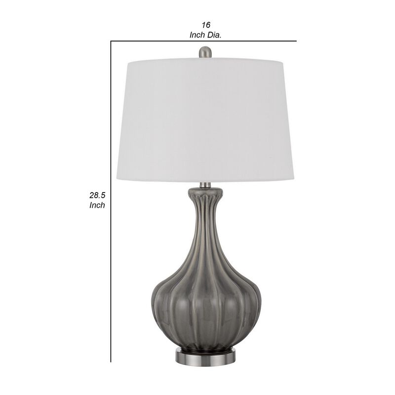 29 Inch Accent Table Lamp Set of 2, Elegant Tapered Glass Base, Slate Gray-Benzara