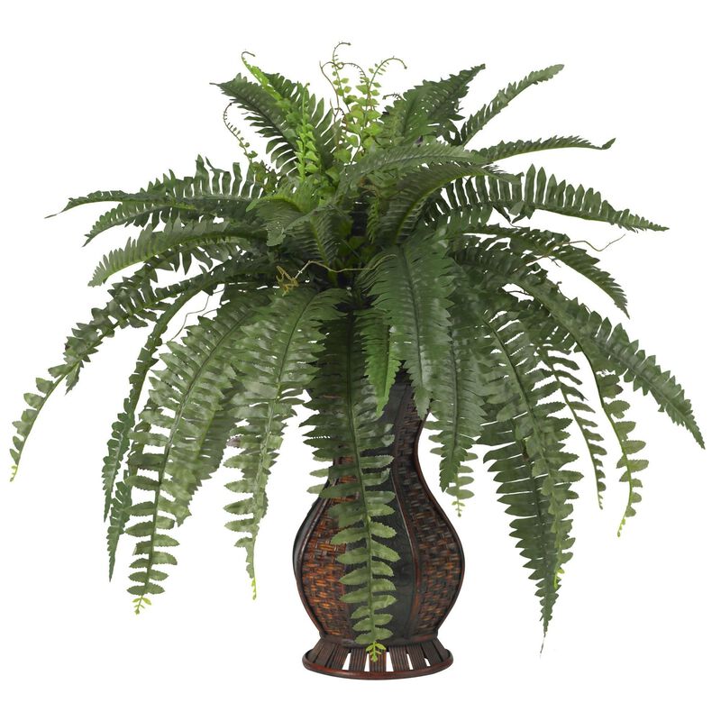 Nearly Natural Boston Fern w/Urn Vase