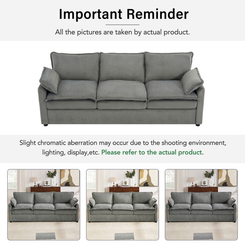 Merax Faux Fur 3-Seater Sofa with Double-Layer Cushion image number 6