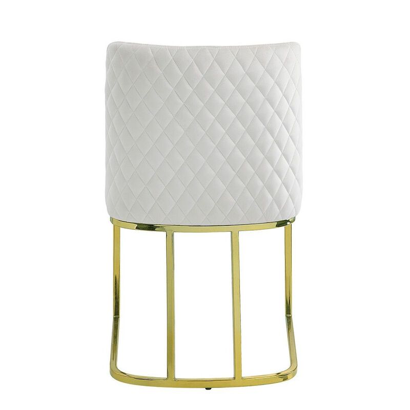 24 Inch Side Dining Chair Set of 2, Soft Off White Velvet, Gold Metal Base - Benzara