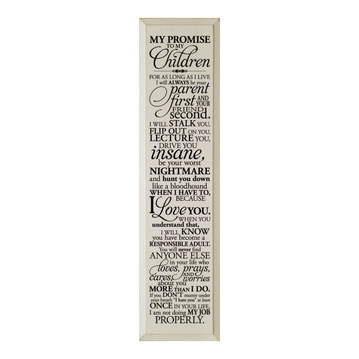 Parent Promise Wood Sign Inspirational Family Quote Rustic Home Wall Decor