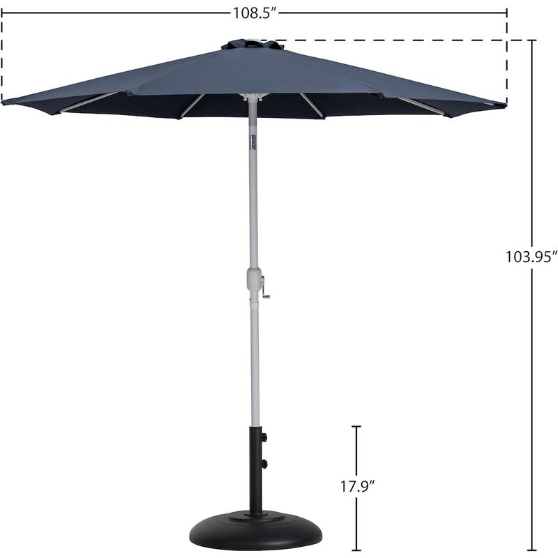 Meridian Furniture Fiji Grey Fabric / Matte Black Aluminum Patio Umbrella with Base Sets