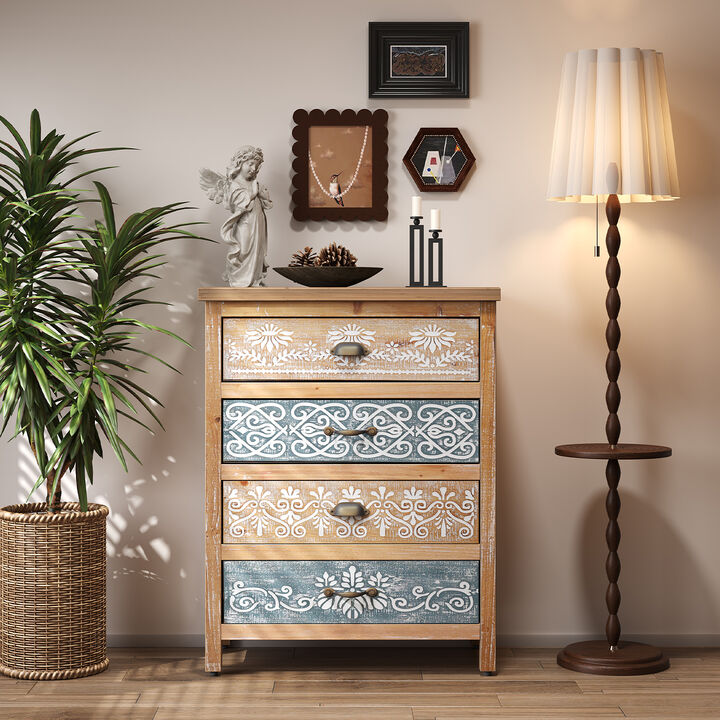 Sablam Vintage Hand-Painted 4-Drawer Dresser