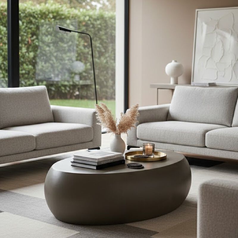 Oval Concrete Coffee Table | OROA Modern Denny image number 1