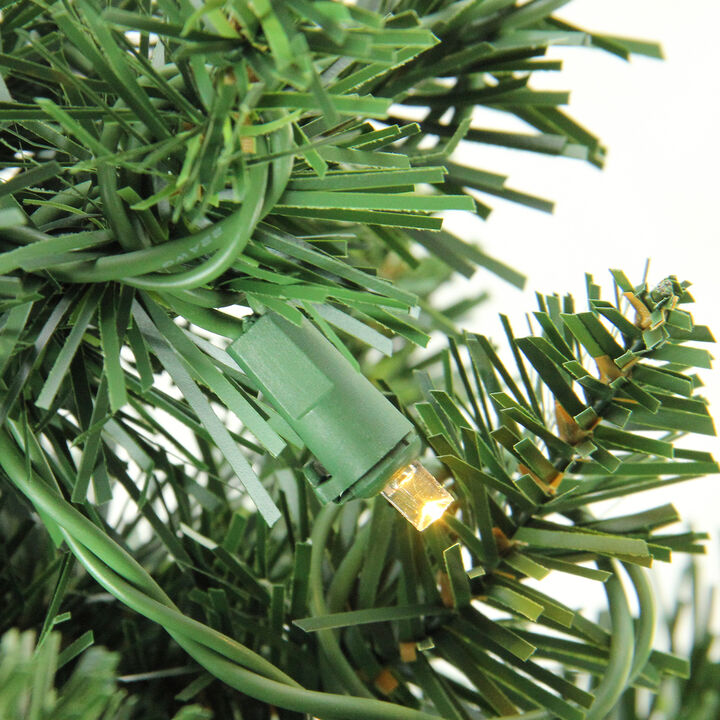 Pre-Lit LED Rockwood Pine Artificial Christmas Wreath  24-Inch  Warm White Lights