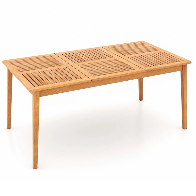 6-Person Outdoor Acacia Wood Rectangular Dining Table with Umbrella Hole image number 0