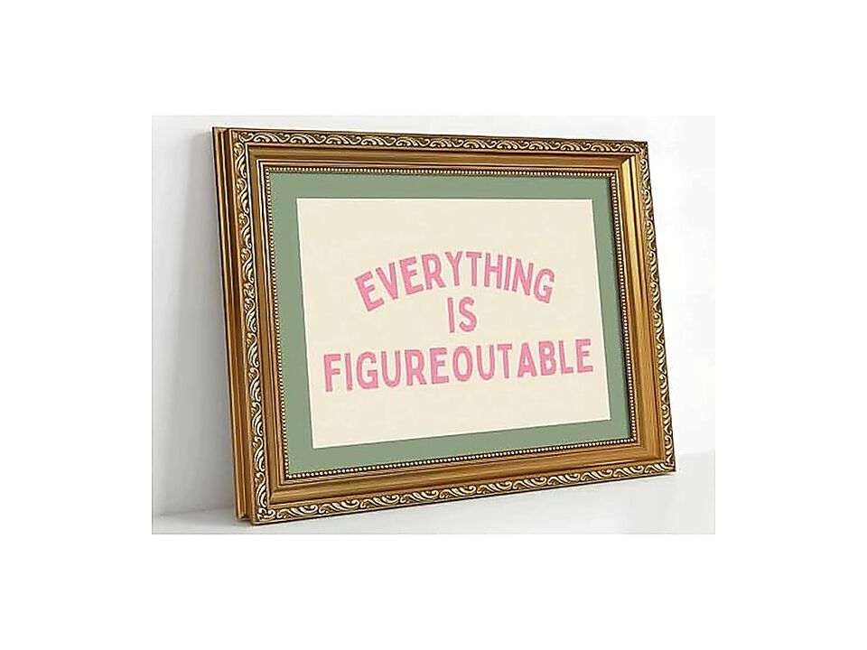 Gold Frame Everything Figureoutable Inspirational Quote Canvas Wall Art Positive