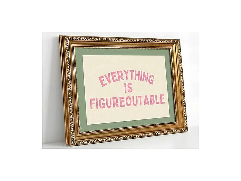 Gold Frame Everything Figureoutable Inspirational Quote Canvas Wall Art Positive image number 0
