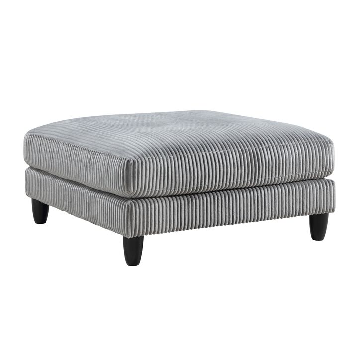 Mear Modular Ottoman w Black Solid Wood Legs, Gray Corduroy 40 Inch