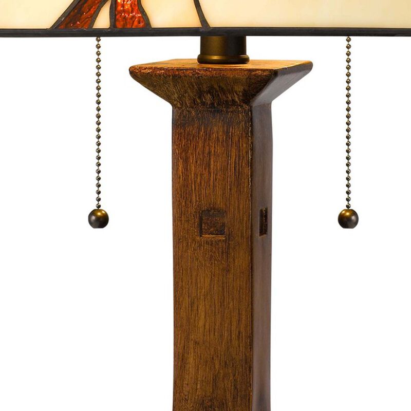 Table Lamp with Tiffany Shade and Floral Accent, Multicolor image number 4
