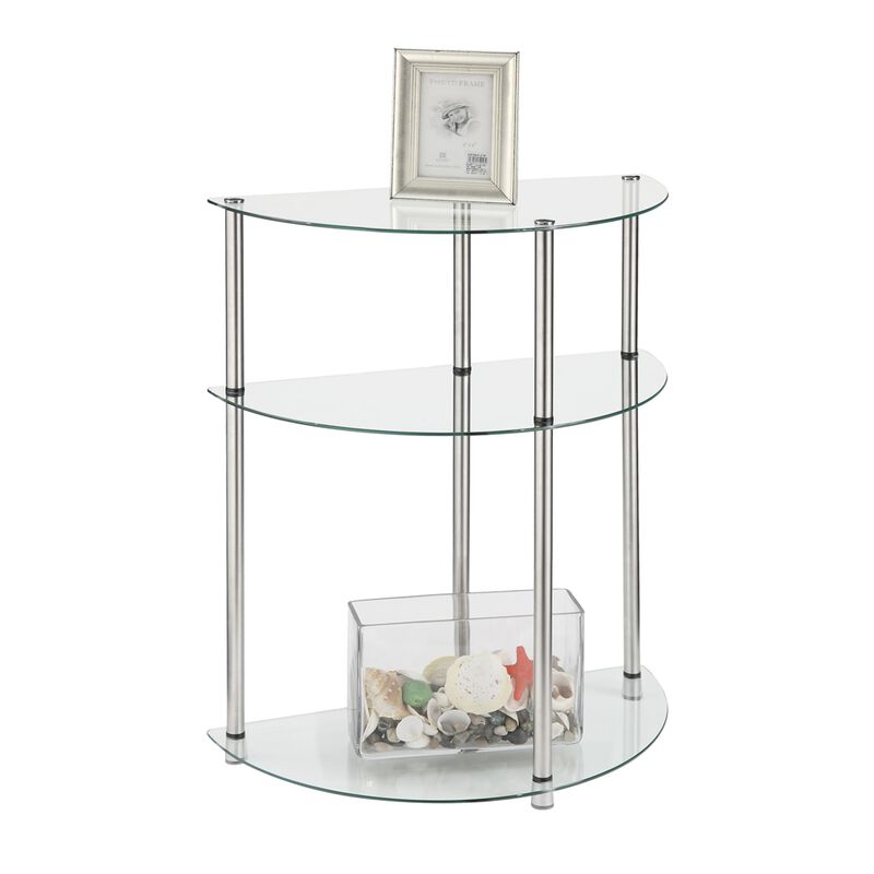 Convenience Concepts Designs2Go Classic Glass 3 Tier Half-Circle Entryway Table, Glass