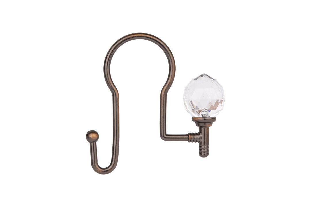 Utopia Alley Rust-Proof Zinc Double Shower Curtain Hooks with Acrylic Crystal Design, Shower Hooks Hangers for Bathroom, Kitchen Utensils, Curtains, Clothing, Towels etc - Set of 12