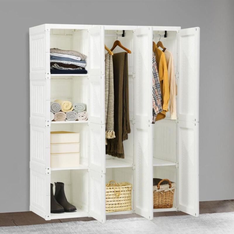 Hivvago Foldable Closet Clothes Organizer with 8 Cubby Storage