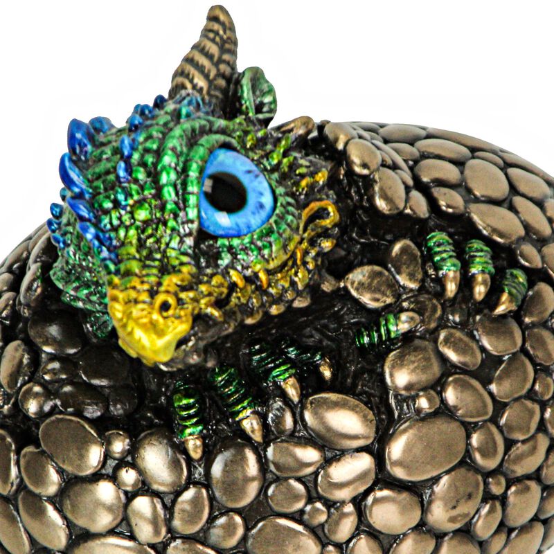 Bronze Finish Dragon Hatchling Figurine With Hand Painted Color Accents image number 3