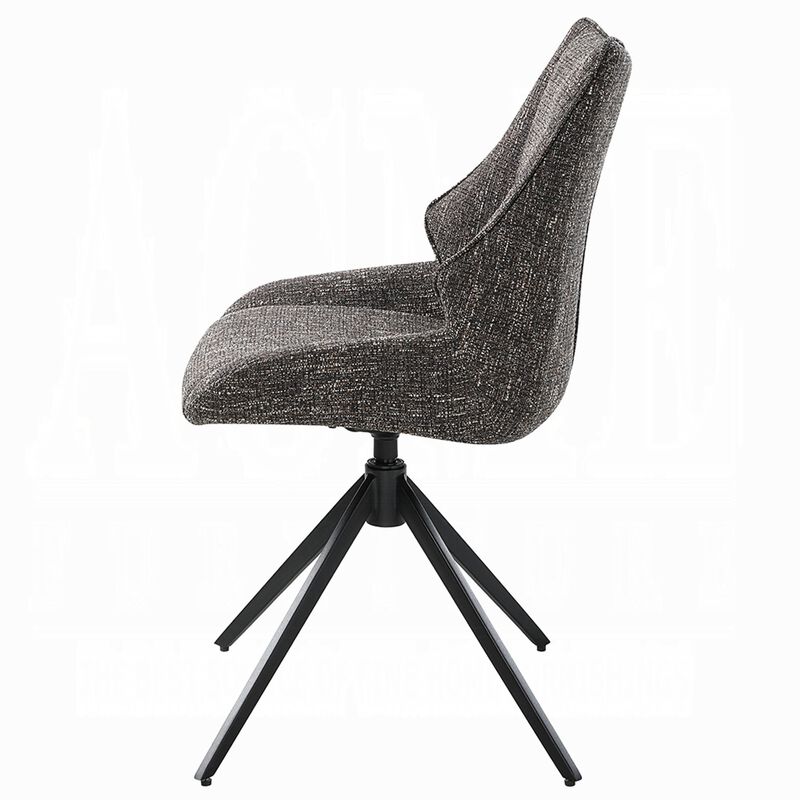 Maik Swivel Side Chair Set of 2, Wingback, Star Iron Base, Brown Chenille image number 3
