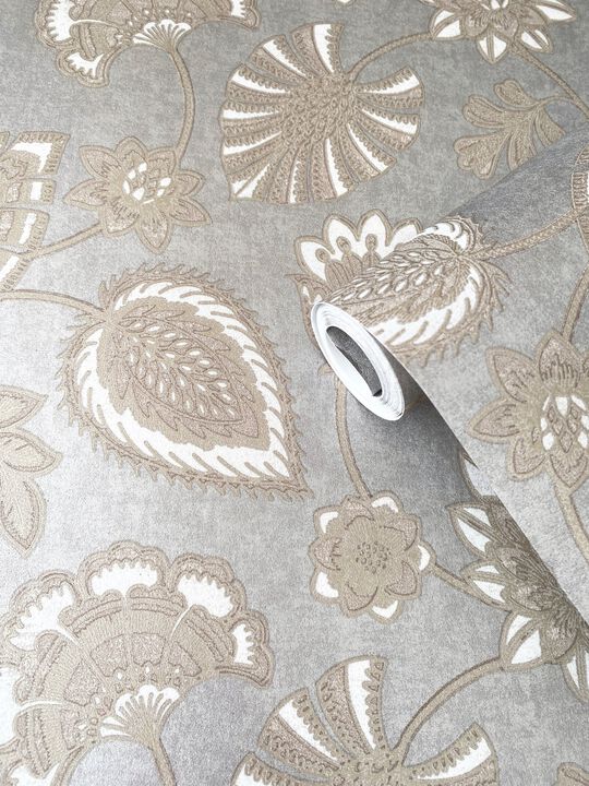 Elegance Flower Fan Silver Grey Wallpaper DWP0351-04