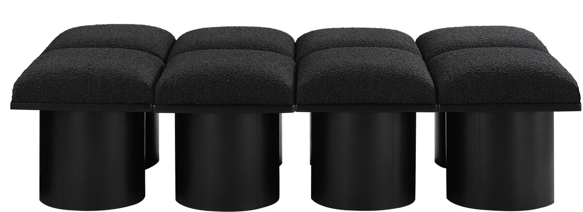 Meridian Furniture Pavilion Black Boucle Fabric Bench