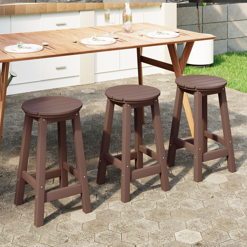 WestinTrends 24" HDPE Outdoor Patio Round Counter Height Bar Stool Set of 3