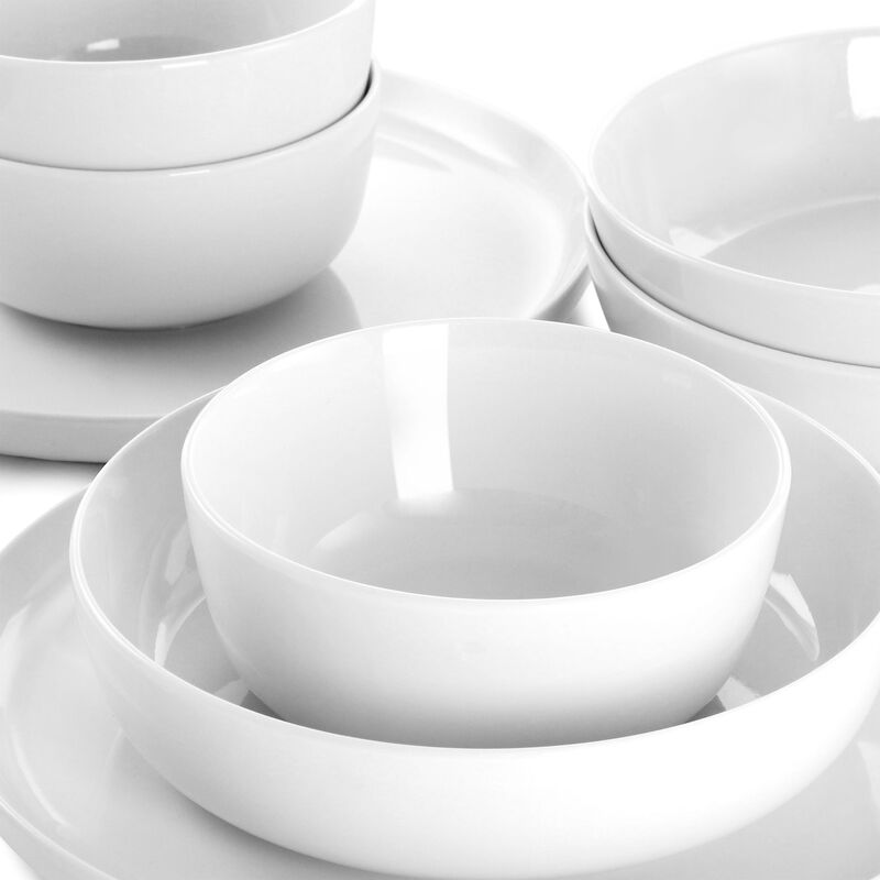 Gibson Home Avisala 12 Piece Fine Ceramic Dinnerware Set in White