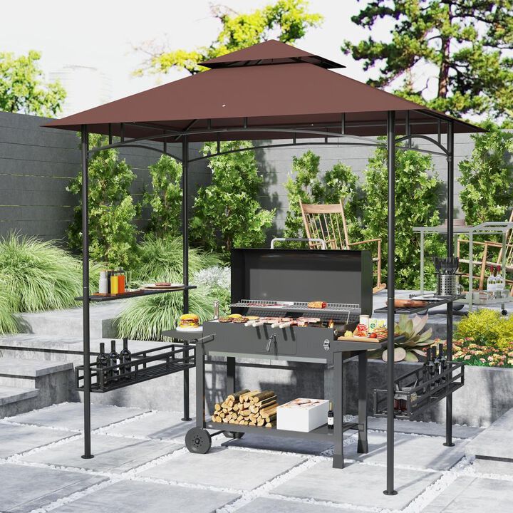 Hivvago 8x5 Barbecue Gazebo Shelter with Double Roof