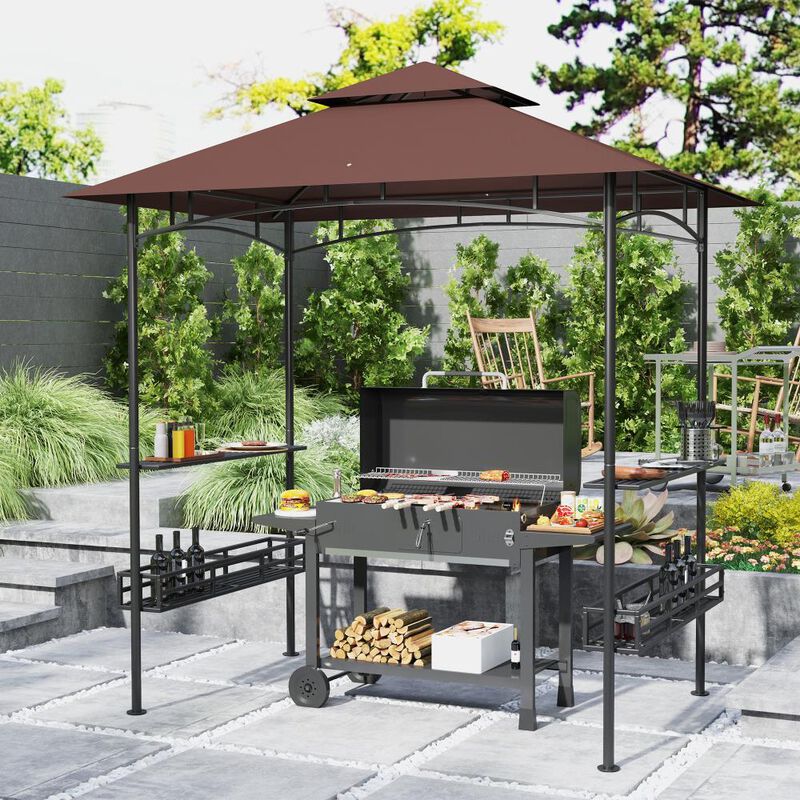 Hivvago 8x5 Barbecue Gazebo Shelter with Double Roof image number 1