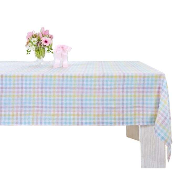 Solino Home 100% Pure Linen Tablecloth - Gingham Check