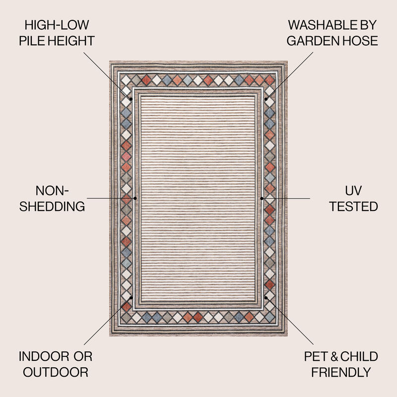 Sebastian High-Low Modern Diamond Border Area Rug