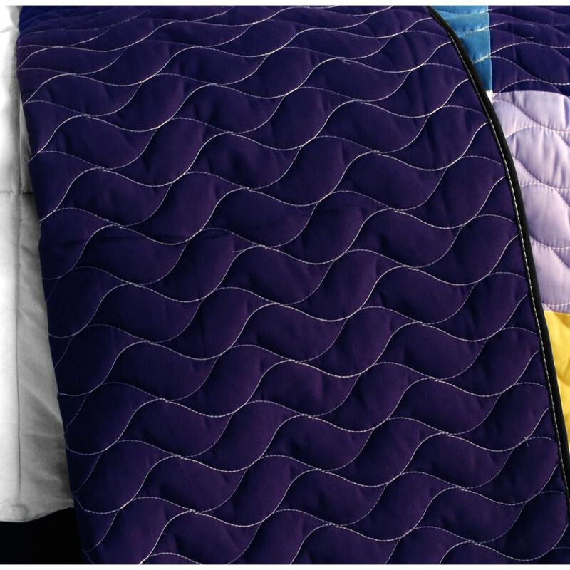 Vermicelli Quilted Patchwork Bedding Set Queen Size Purple Feelings Design image number 2