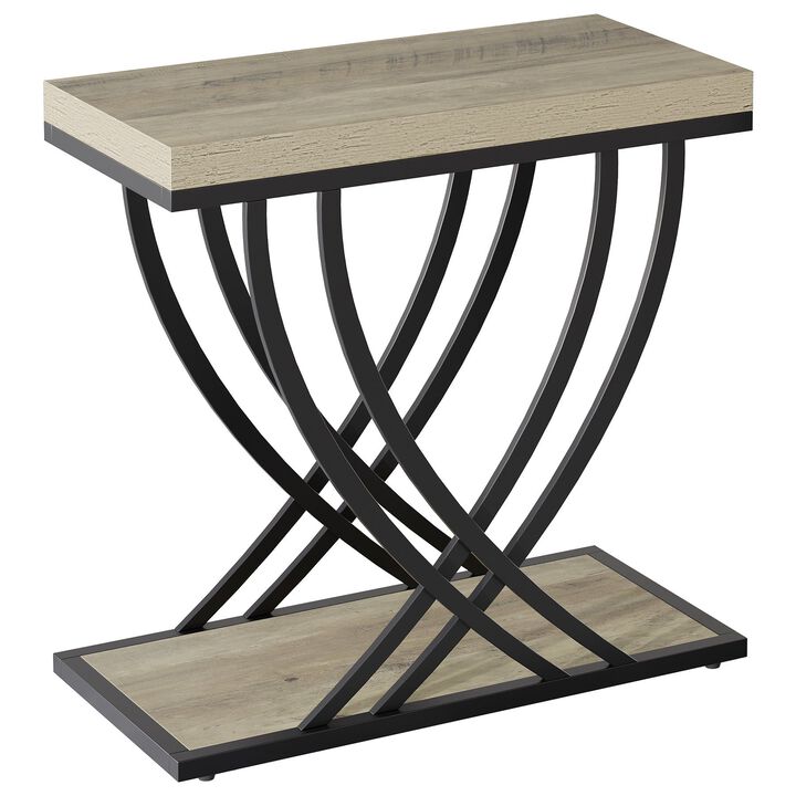 Narrow 2-Tier End Table, Side Table with Metal Frame for Living Room
