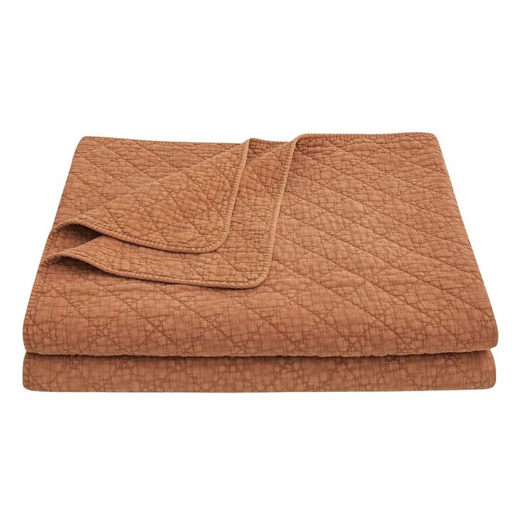 Stonewashed Cotton Gauze Copper Full/Queen Quilt Set