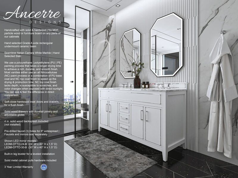 Aspen 60 in. Bath Vanity Set in White