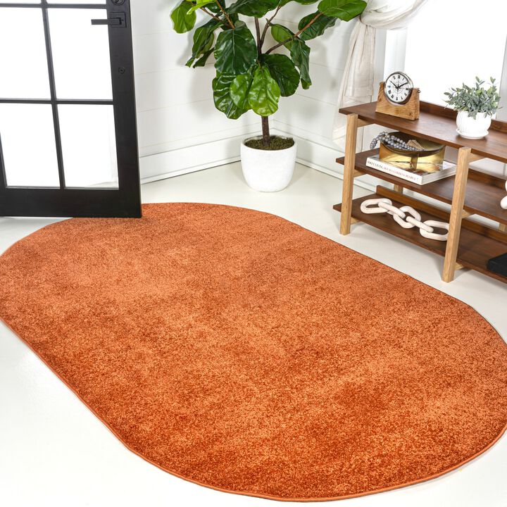 Haze Solid Low-Pile Red Area Rug