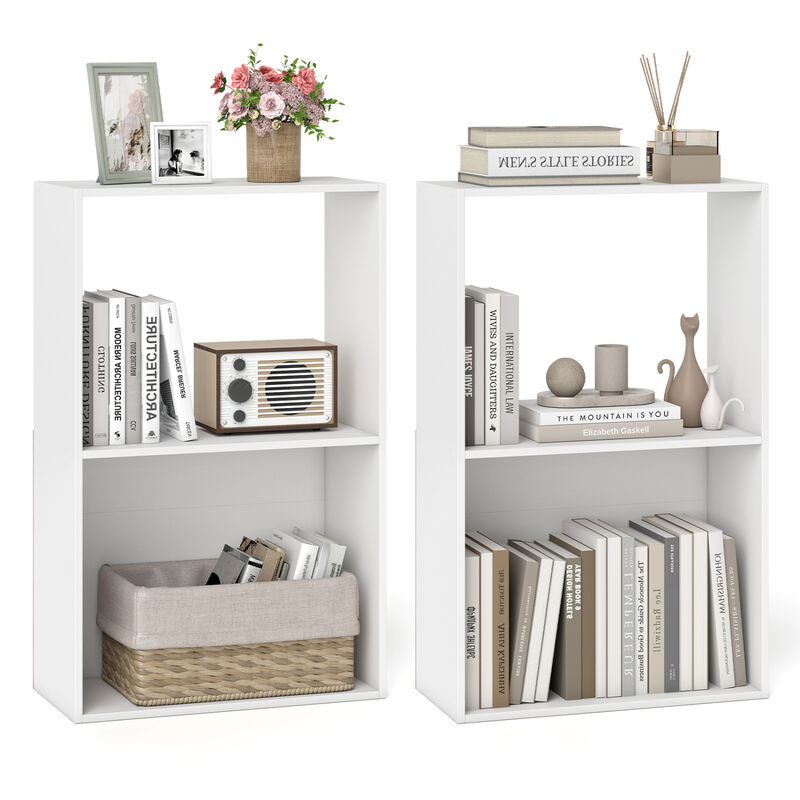 Set of 2 Freestanding 3-Tier Bookshelf for Home Storage image number 3