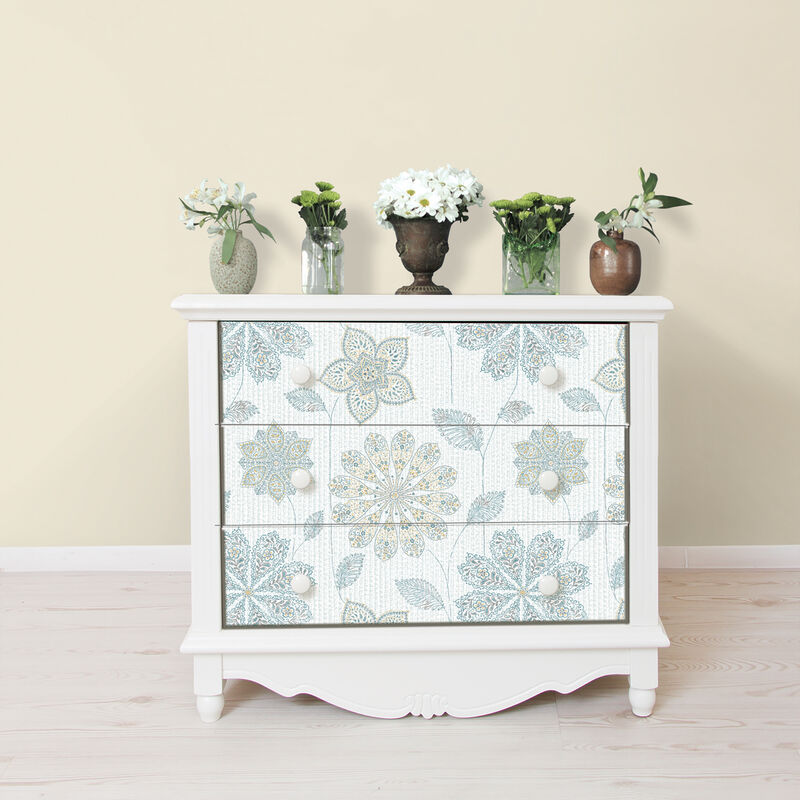 Aqua Gypsy Floral Peel & Stick Wallpaper image number 2