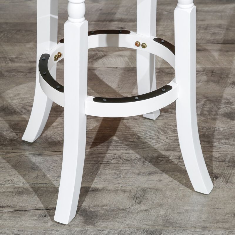 24" Counter Stool, White Finish, Beige Fabric Seat image number 3