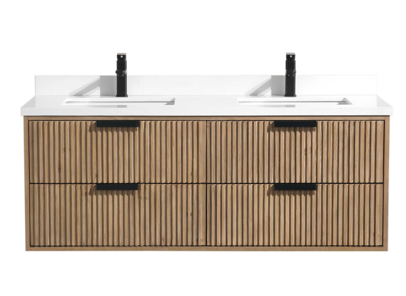 Diego 55" Floating Bathroom Vanity Weathered Fir image number 0