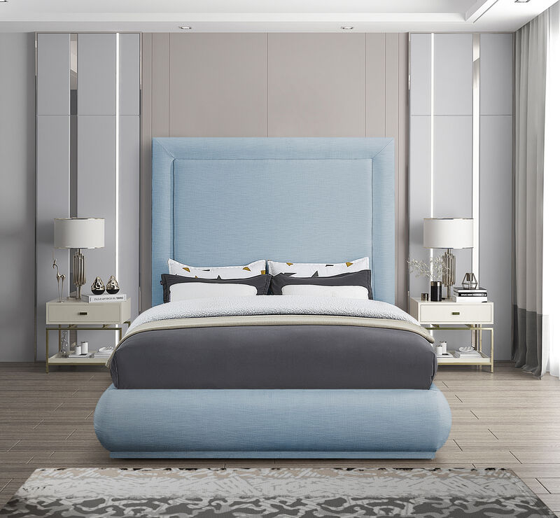 Meridian Furniture Brooke Light Blue Linen Textured Fabric King Bed image number 3
