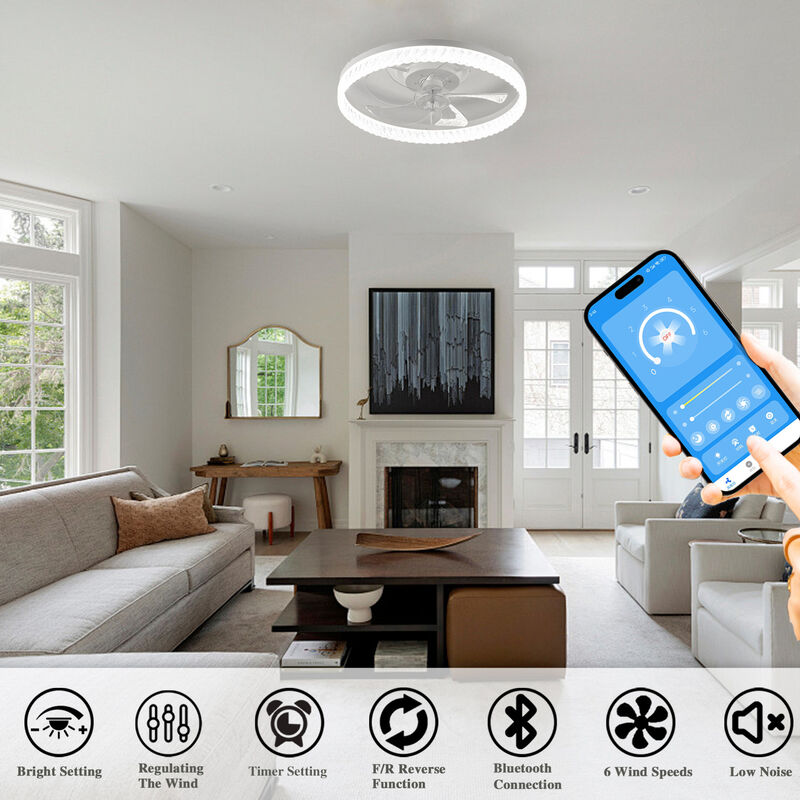 ELEMENT ACE 19 Inch Reversible DC Motor Ceiling Fan with Dimmable LED Light, Remote & App Control, 7 Blades, Quiet Operation for Bedroom, Kitchen, Home Office image number 5