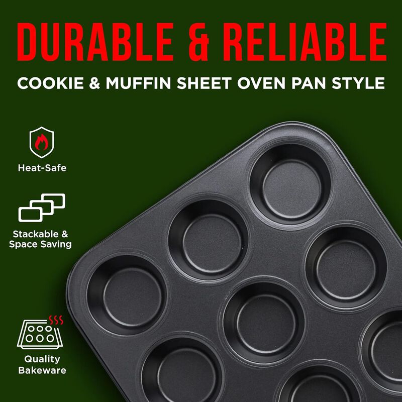 Baking Set – 10 Piece – Deluxe Non Stick Black Coating Inside and Outside – Carbon Steel Bakeware Set – PFOA PFOS and PTFE Free by Bakken