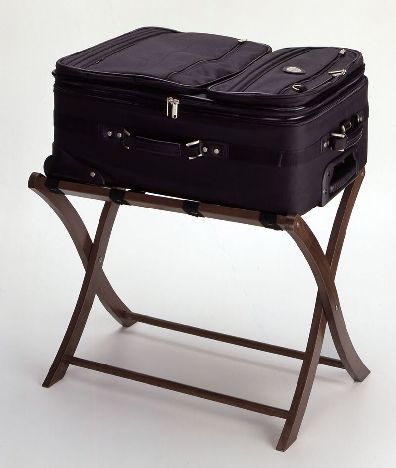 Winsome Scarlett Solid Wood Nylon Black Straps Luggage Rack, Walnut image number 4