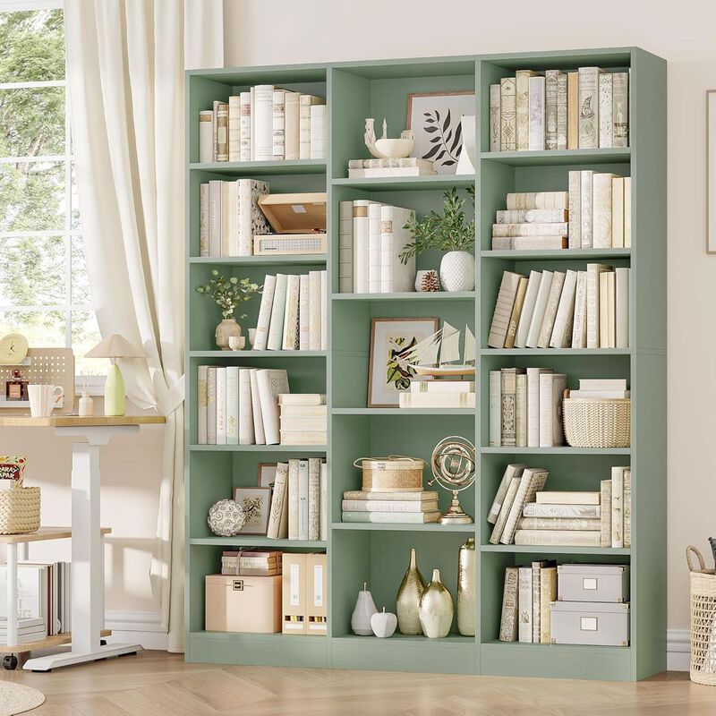 ShipItFurniture Green Triple Wide 74" Tall Six-Tier Bookshelf image number 4