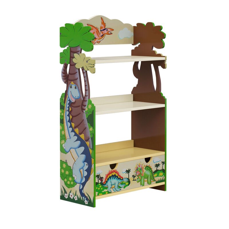 Dinosaur Kingdom Bookshelf with Storage Drawer, Multi image number 3