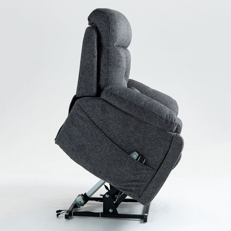 Velvet Electric Lift Recliner with Heating and Massage, Power Lift Sofa Chair with 2 Pocket Cup Holders, 2 Remote Controls, 4 OKIN Motors image number 6