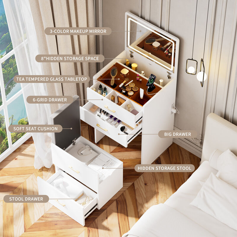 Relvap Vanity Desk with open Top Mirror image number 4